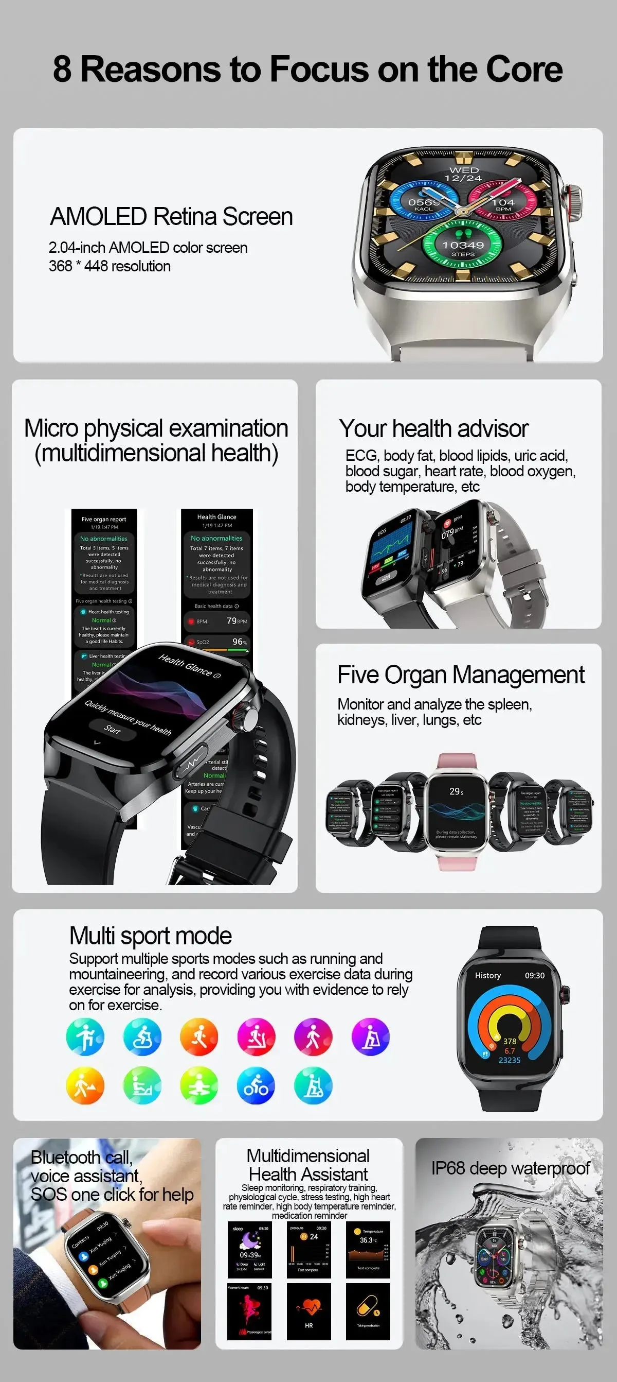 2024 Smartwatch: Medical Grade - 2.04"