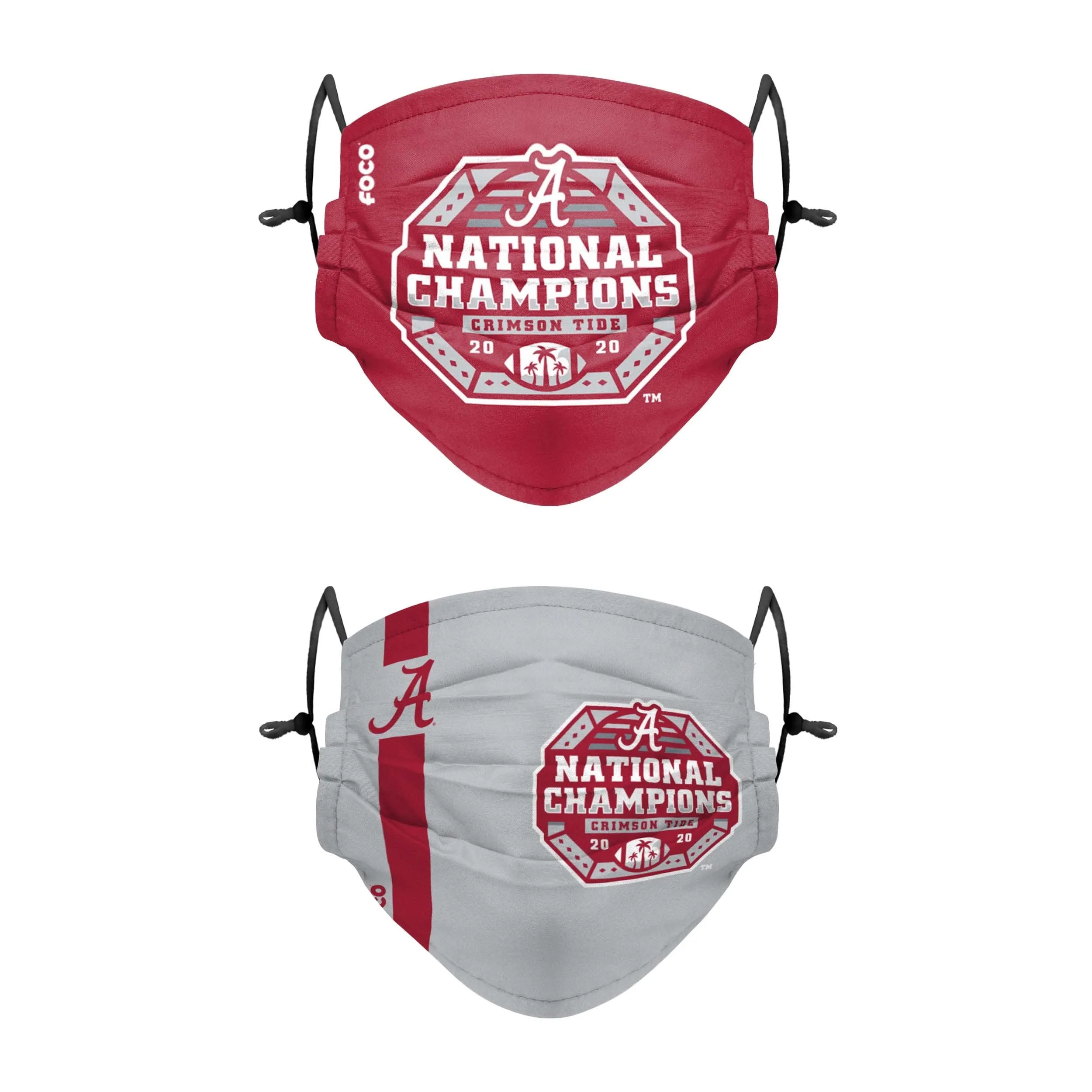 Alabama Crimson Tide NCAA 2020 Football National Champions Adjustable 2 Pack Face Cover