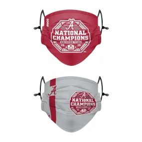 Alabama Crimson Tide NCAA 2020 Football National Champions Adjustable 2 Pack Face Cover