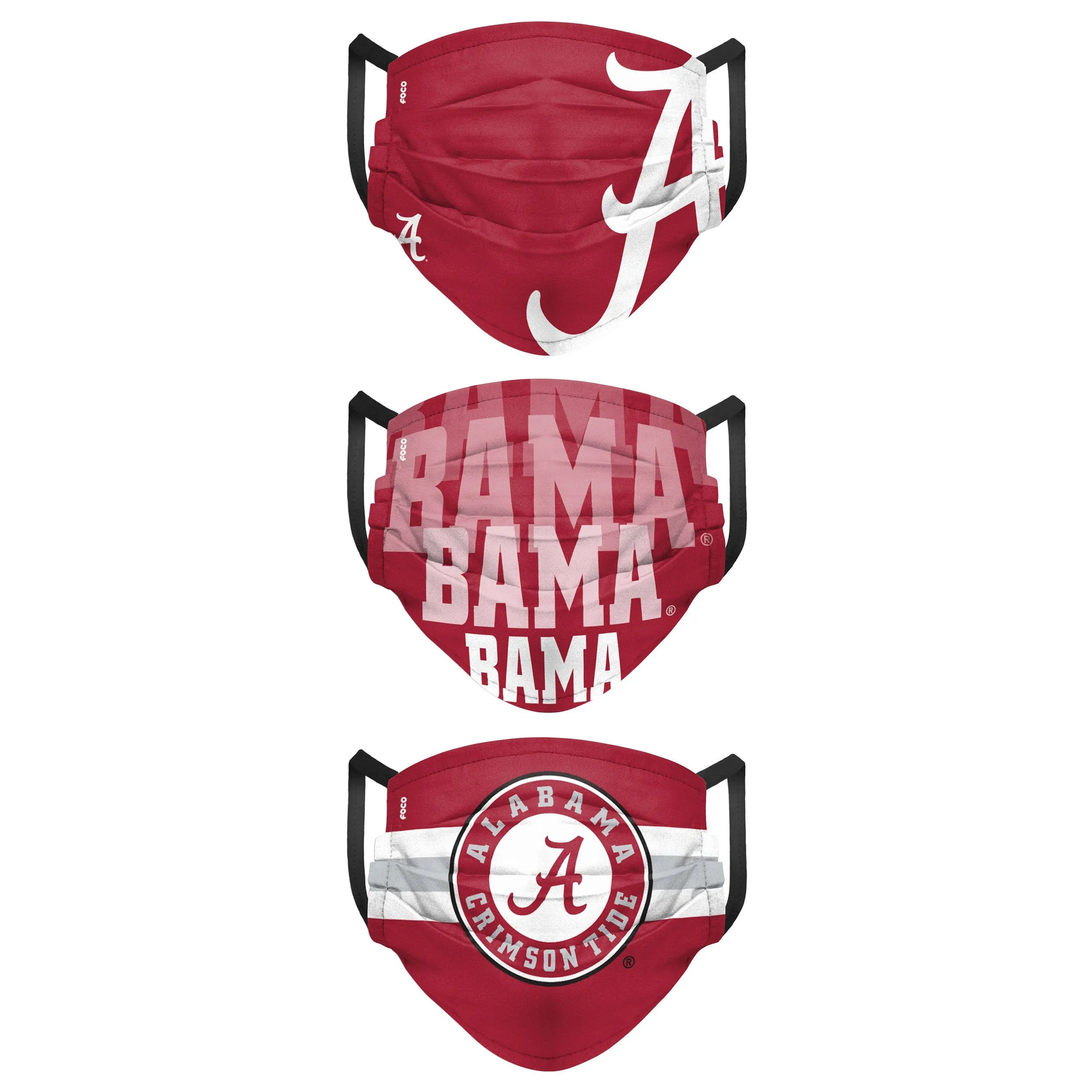 Alabama Crimson Tide NCAA Mens Matchday 3 Pack Face Cover