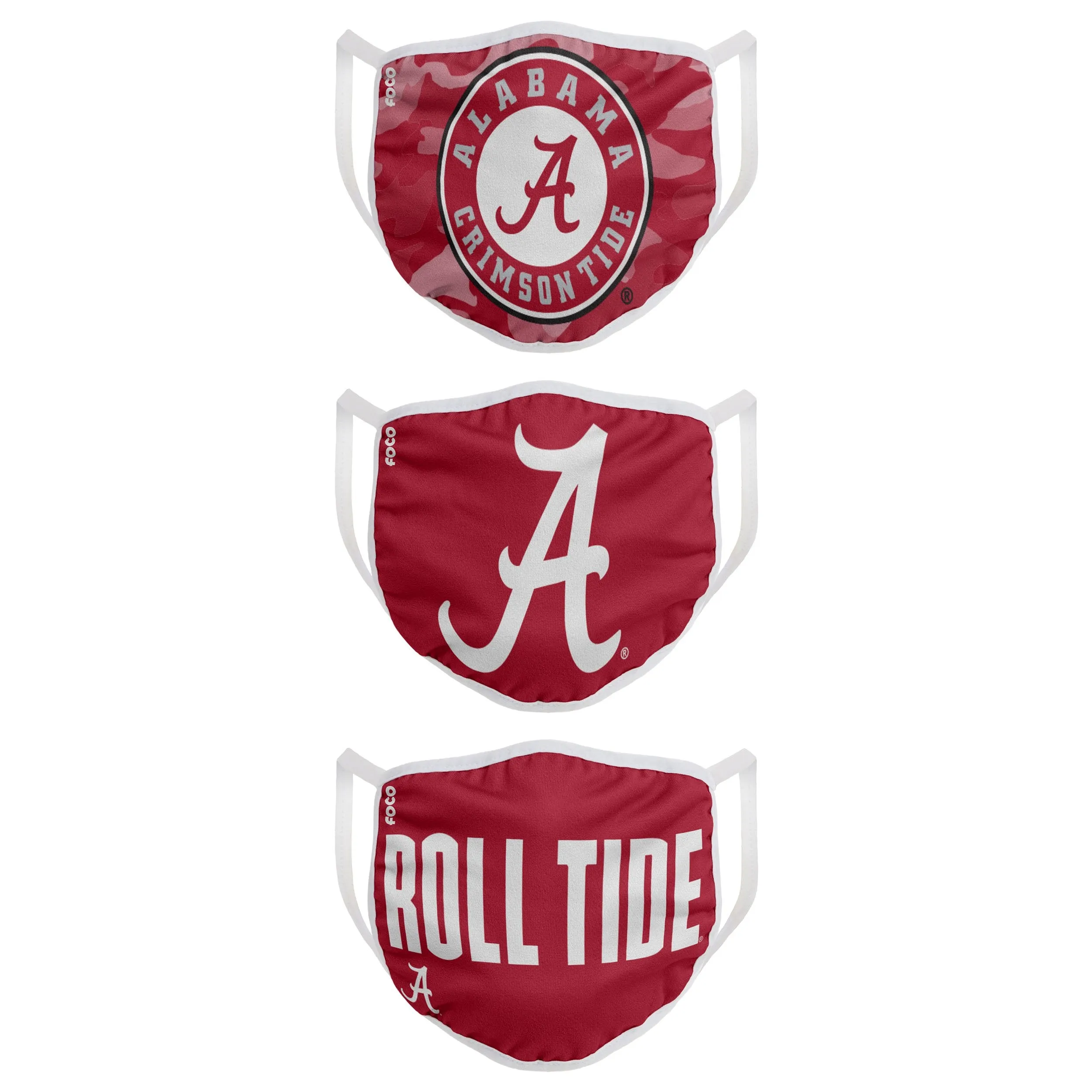 Alabama Crimson Tide NCAA Super Fan 3 Pack Face Cover