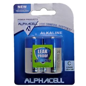 Alphacell Alkaline Pro Digital Batteries - Size C 2pc