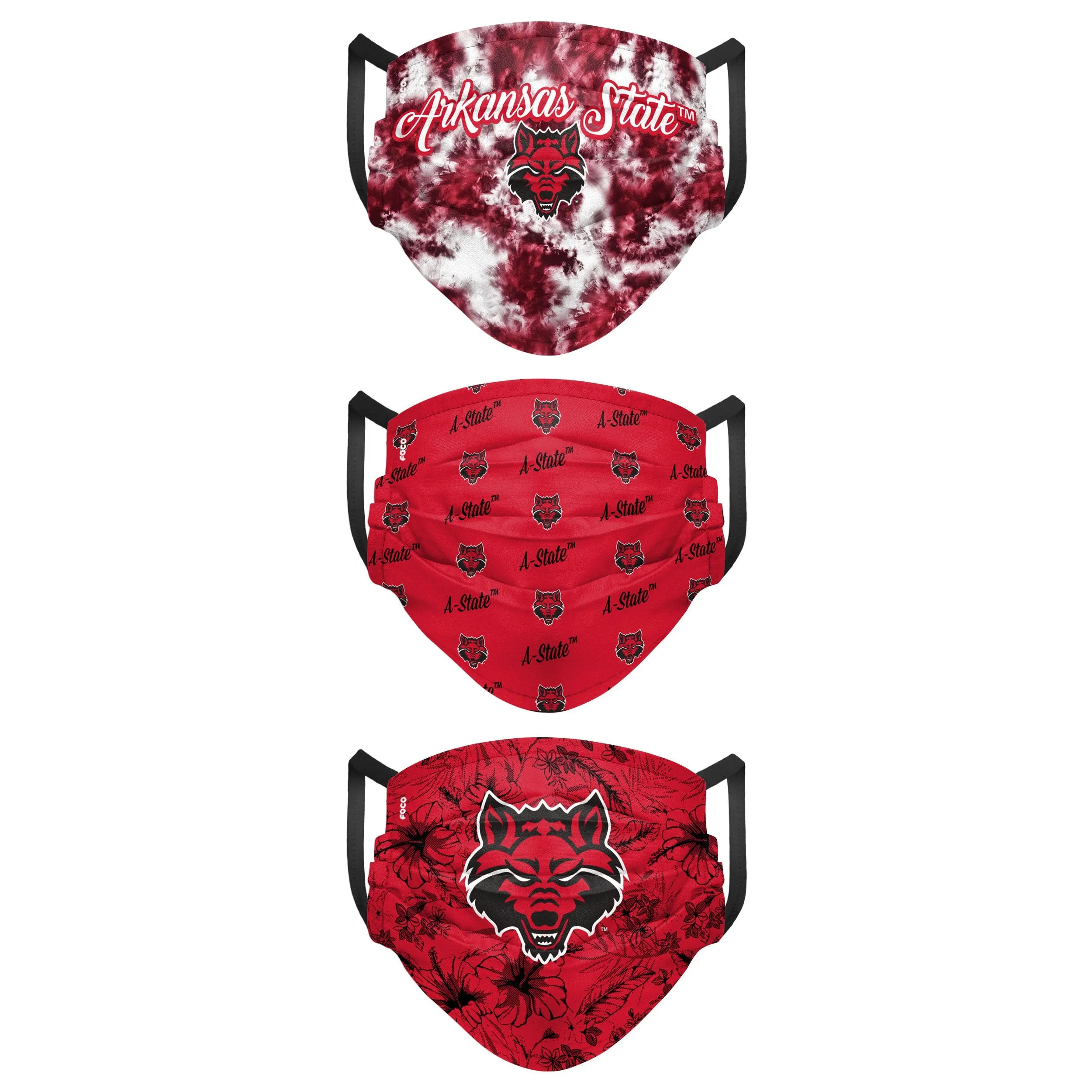 Arkansas State Red Wolves NCAA Womens Matchday 3 Pack Face Cover