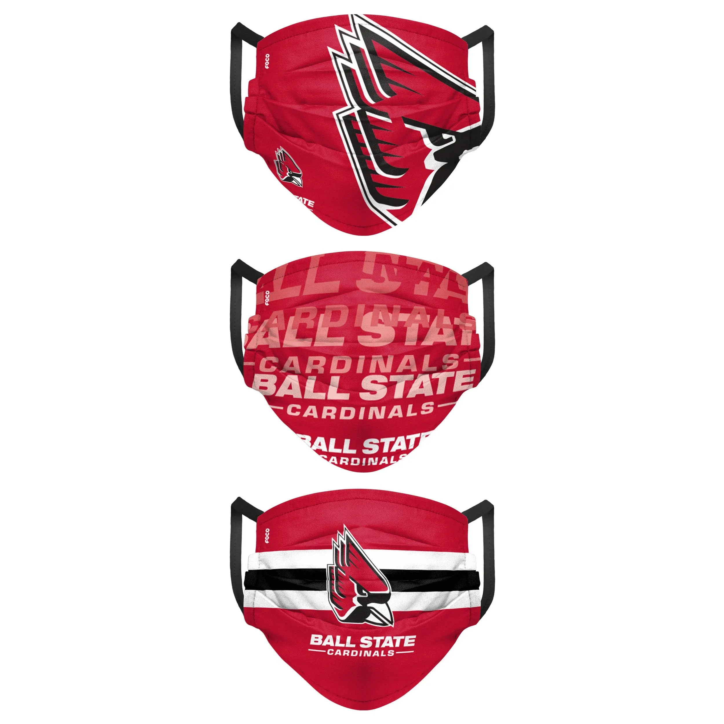 Ball State Cardinals NCAA Mens Matchday 3 Pack Face Cover