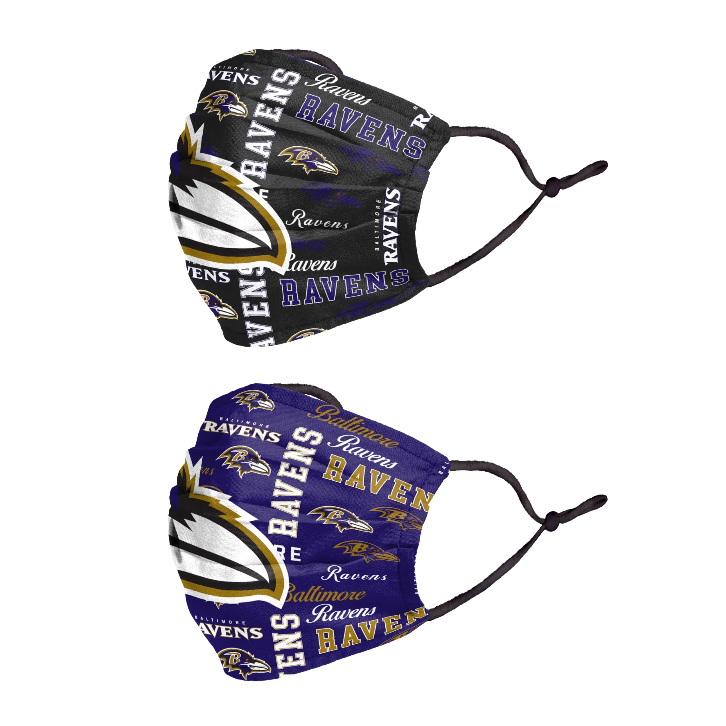 Baltimore Ravens NFL Logo Rush Adjustable 2 Pack Face Cover