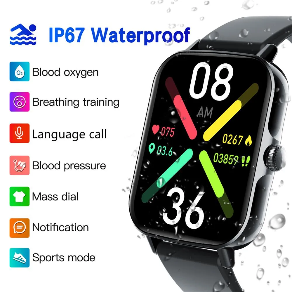 Bearscome BCF107 Blood Pressure Heart Rate Blood oxygen Blood Sugar Sleep Monitoring Bluetooth Call Waterproof Smartwatch