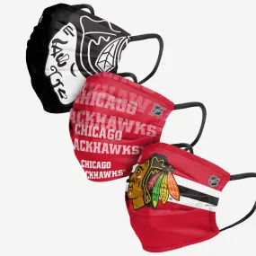 Chicago Blackhawks NHL Hockey Foco Pack of 3 Match Day Face Covering Mask