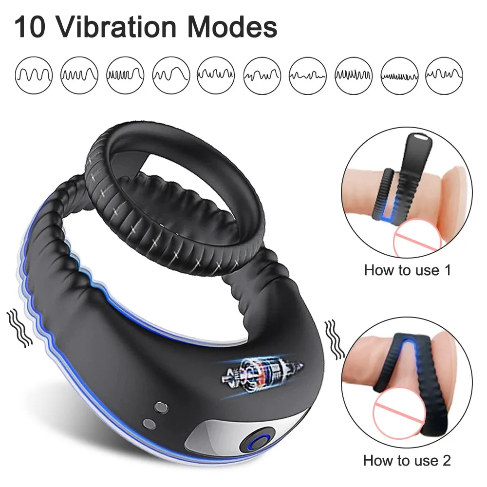 Couple Rings Vibrating Penis Cock Ring for Men Delay Ejaculation Cockring Vibrator for Male Gay