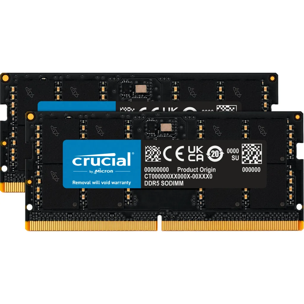 Crucial 64GB (2x32GB) 5200MHz DDR5 Memory Module CT2K32G52C42S5 Black