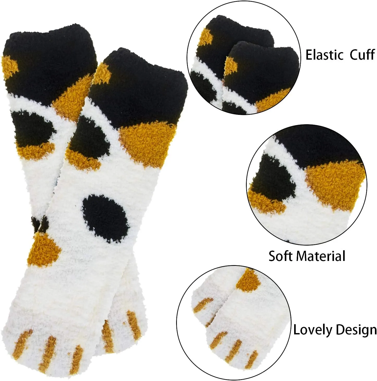 Fuzzy Socks for Women 5 Pairs Warm Fluffy Socks Winter Slipper Socks Soft Cute Cat Animal Socks Gifts