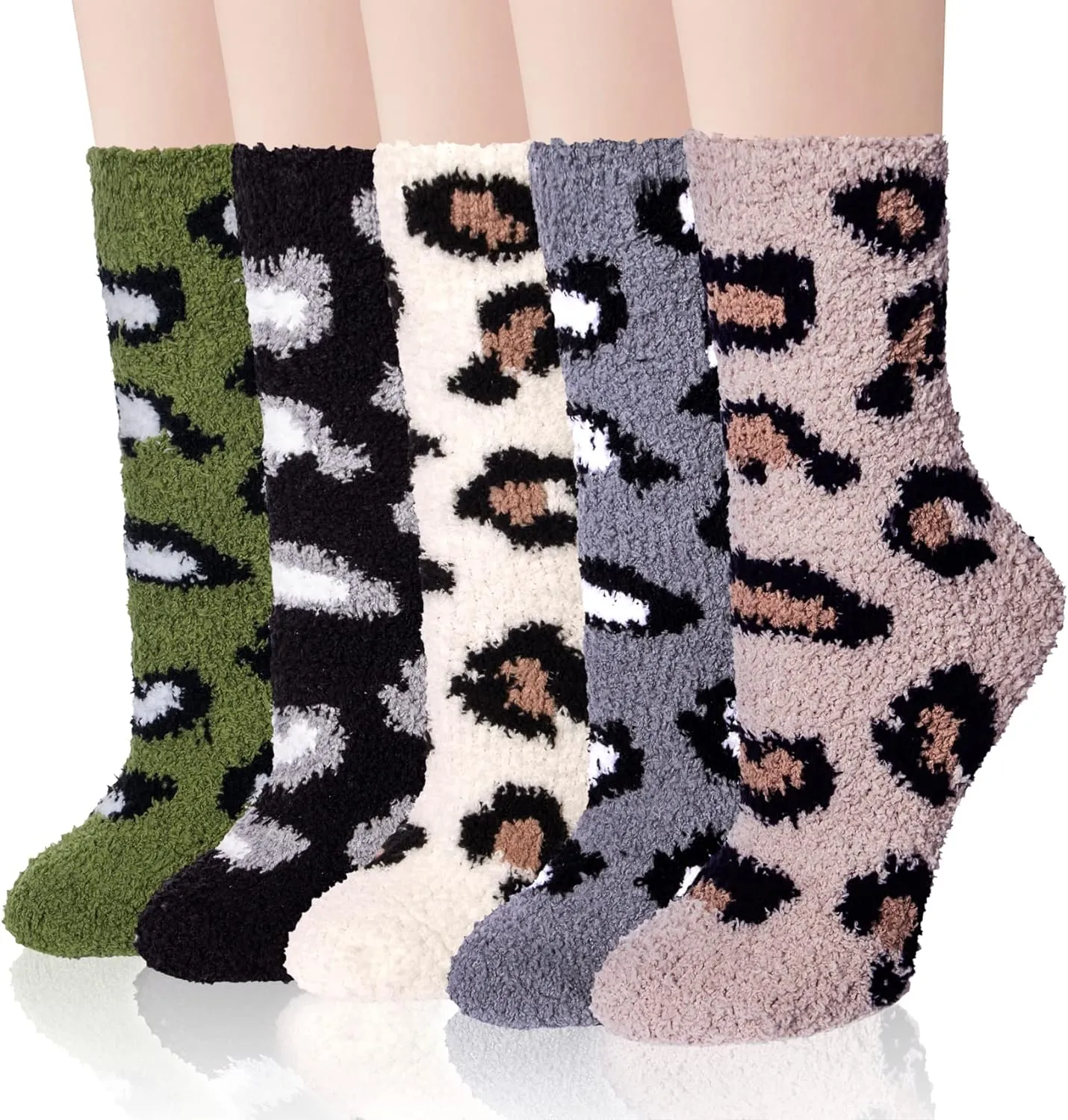 Fuzzy Socks for Women 5 Pairs Warm Fluffy Socks Winter Slipper Socks Soft Cute Cat Animal Socks Gifts