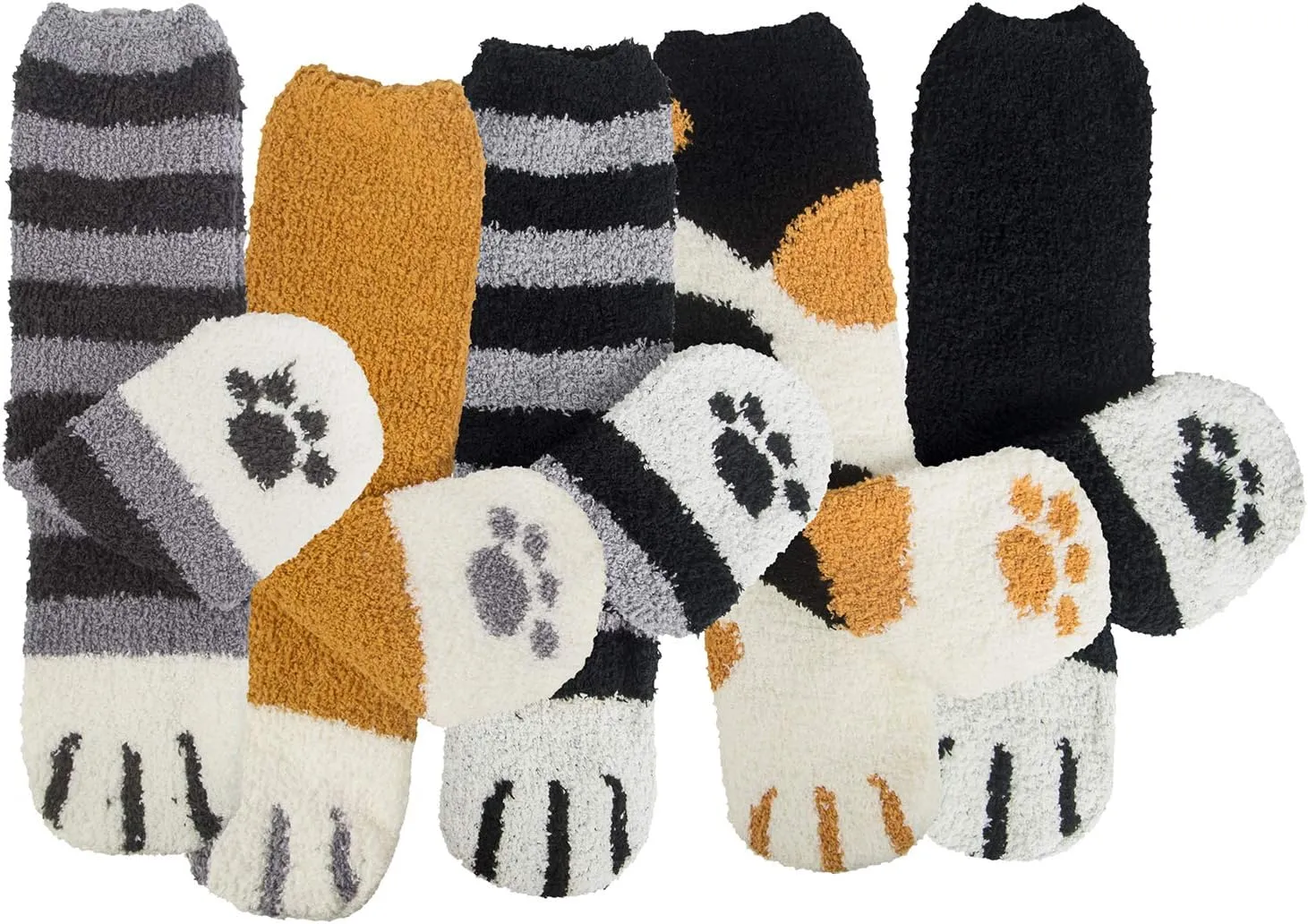 Fuzzy Socks for Women 5 Pairs Warm Fluffy Socks Winter Slipper Socks Soft Cute Cat Animal Socks Gifts