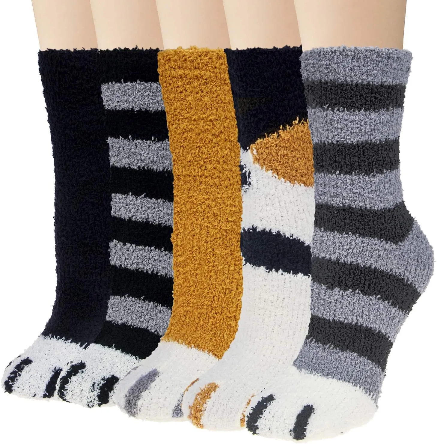 Fuzzy Socks for Women 5 Pairs Warm Fluffy Socks Winter Slipper Socks Soft Cute Cat Animal Socks Gifts