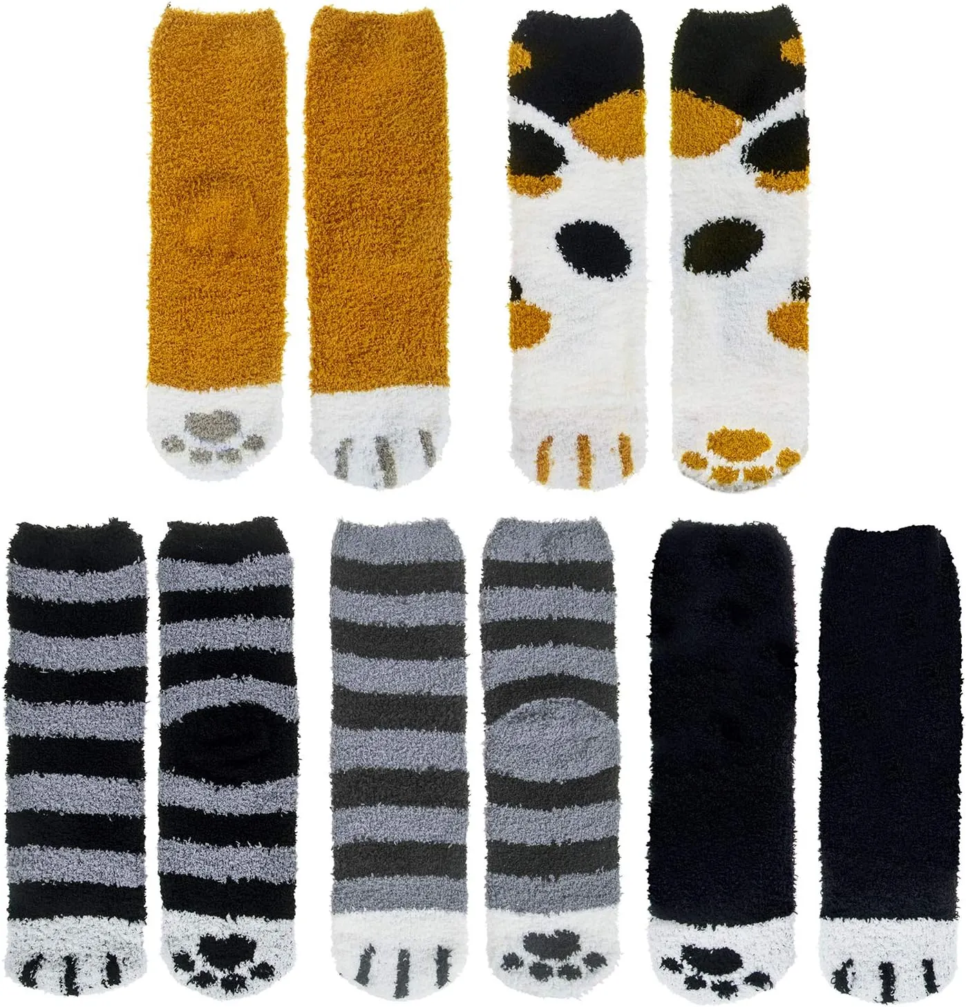 Fuzzy Socks for Women 5 Pairs Warm Fluffy Socks Winter Slipper Socks Soft Cute Cat Animal Socks Gifts