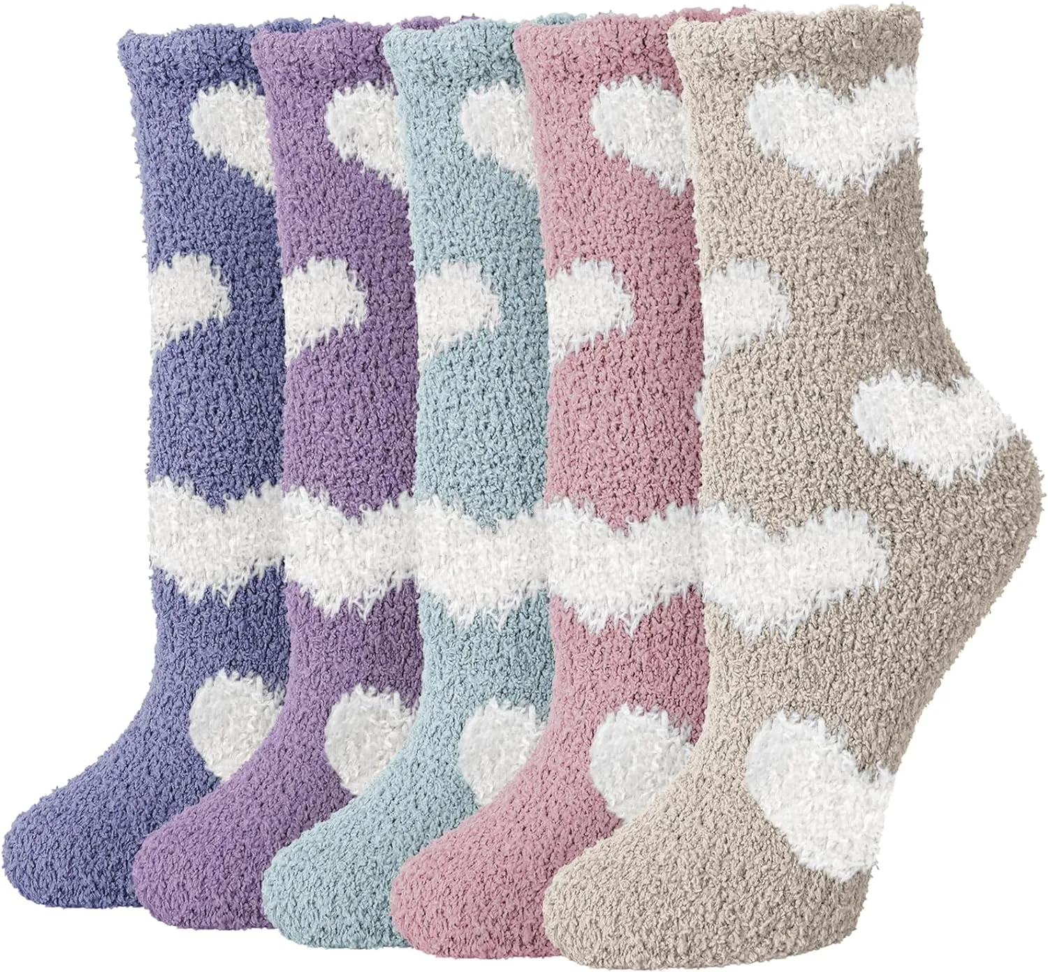 Fuzzy Socks for Women 5 Pairs Warm Fluffy Socks Winter Slipper Socks Soft Cute Cat Animal Socks Gifts