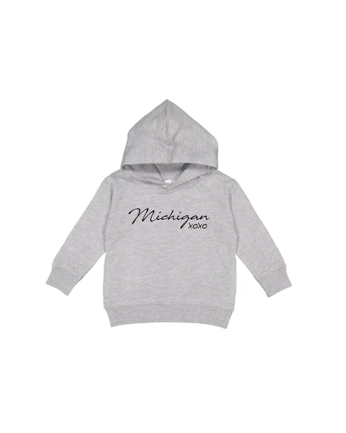 Ink Detroit Michigan XOXO Toddler Hoodie - Heather Grey