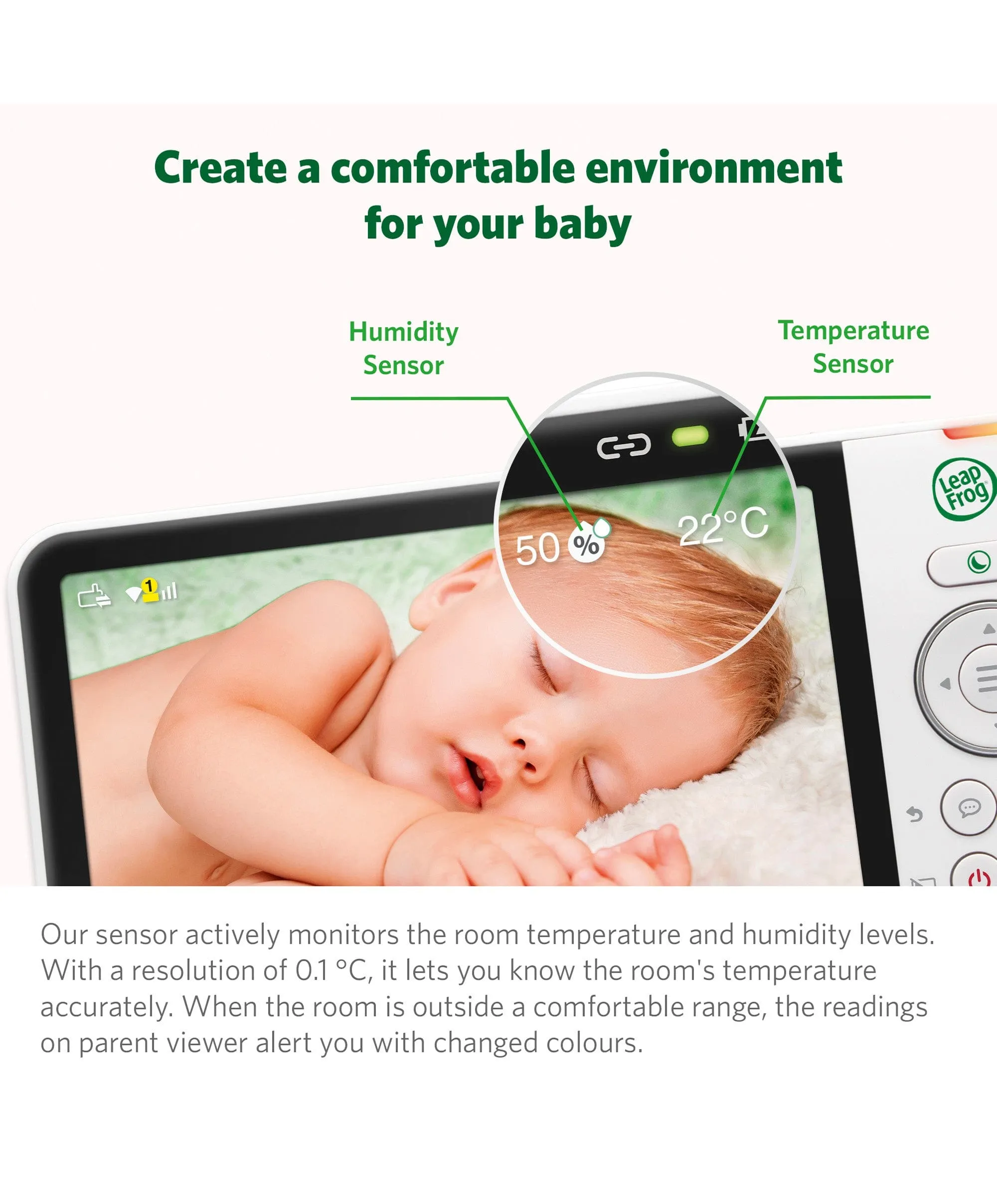 LeapFrog LF815HD 5' Smart Video Baby Monitor with Colour Night Vision - White