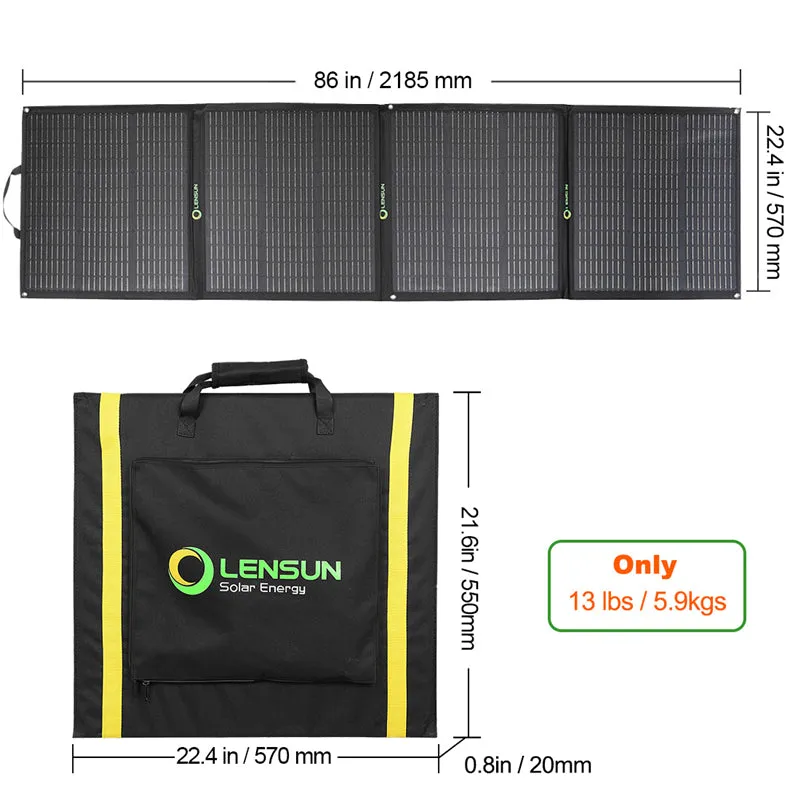 Lensun 200W 12V Foldable Solar Panel for GoalZero, Jackery... etc Power Station