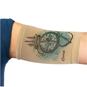 Linphelle Picc Line Mikrofaser Coverpicc - Armkatheter-Abdeckband aus atmungsaktivem Design-Gewebe, Arm Sleeve ideal für PICCs, Blutzuckermessgerät und Tattoo-Abdeckung, Kompass, Größe S