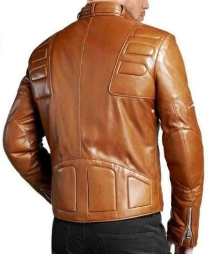 Mens Biker Vintage Distressed Brown Slimfit Cafe Racer Motorcycle Leather Jacket