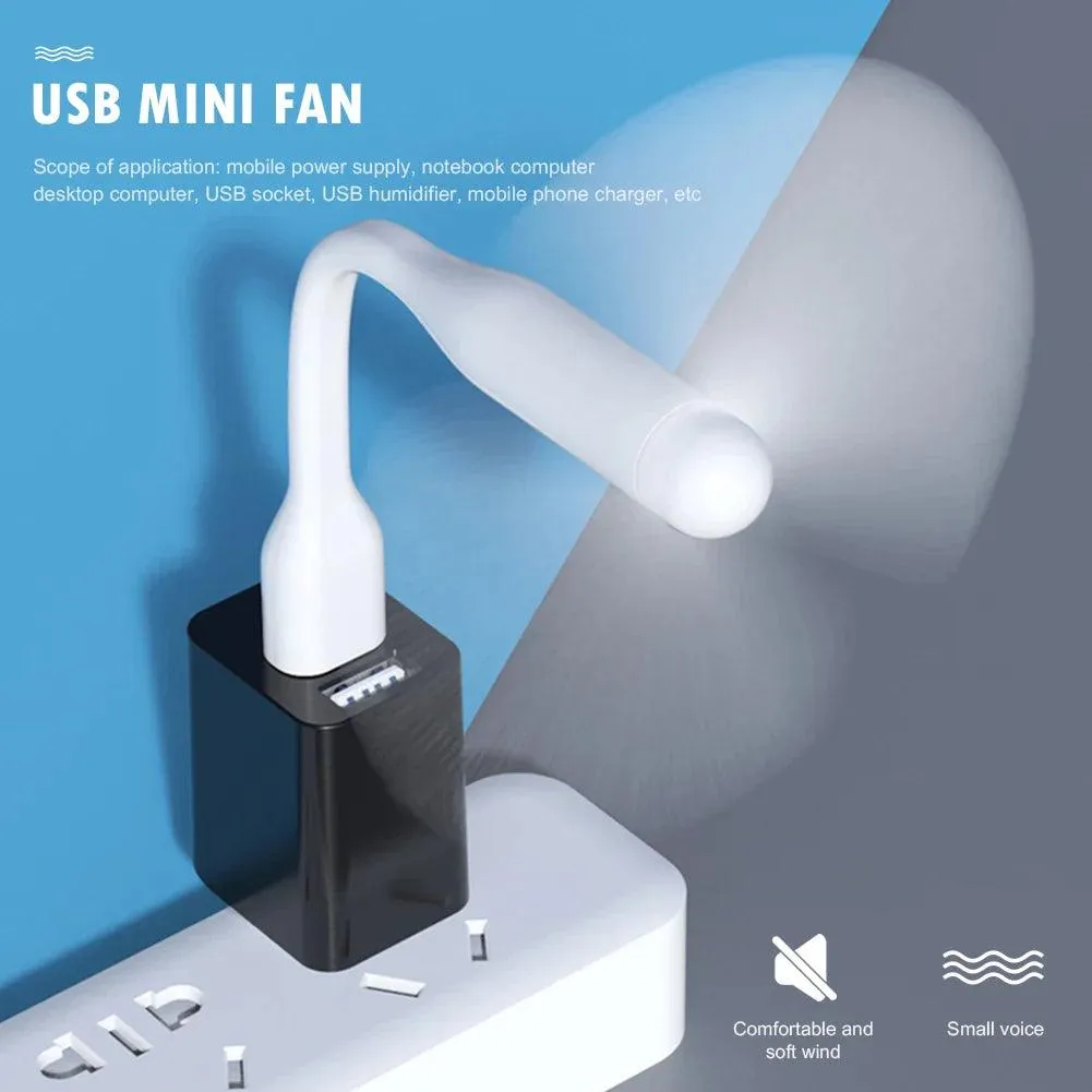 Mini USB Fan Flexible Bendable Cooling Fan For Power Bank Laptop PC AC Charger Portable Hand Fan Computer Summer Gadget