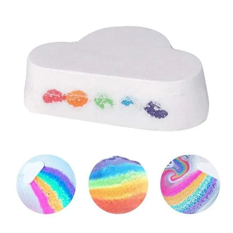 Rainbow Cloud Salt Bubble Bath Bombs Multicolor For Baby