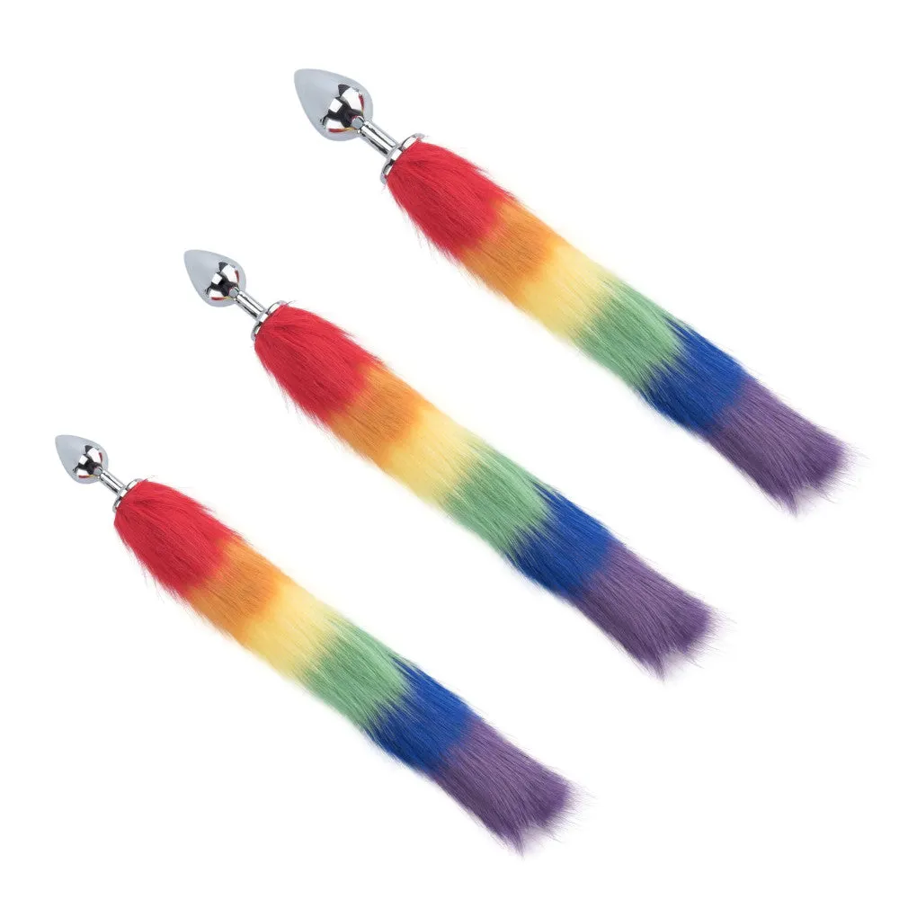 Rainbow Fox Tail Metal Plug 18"