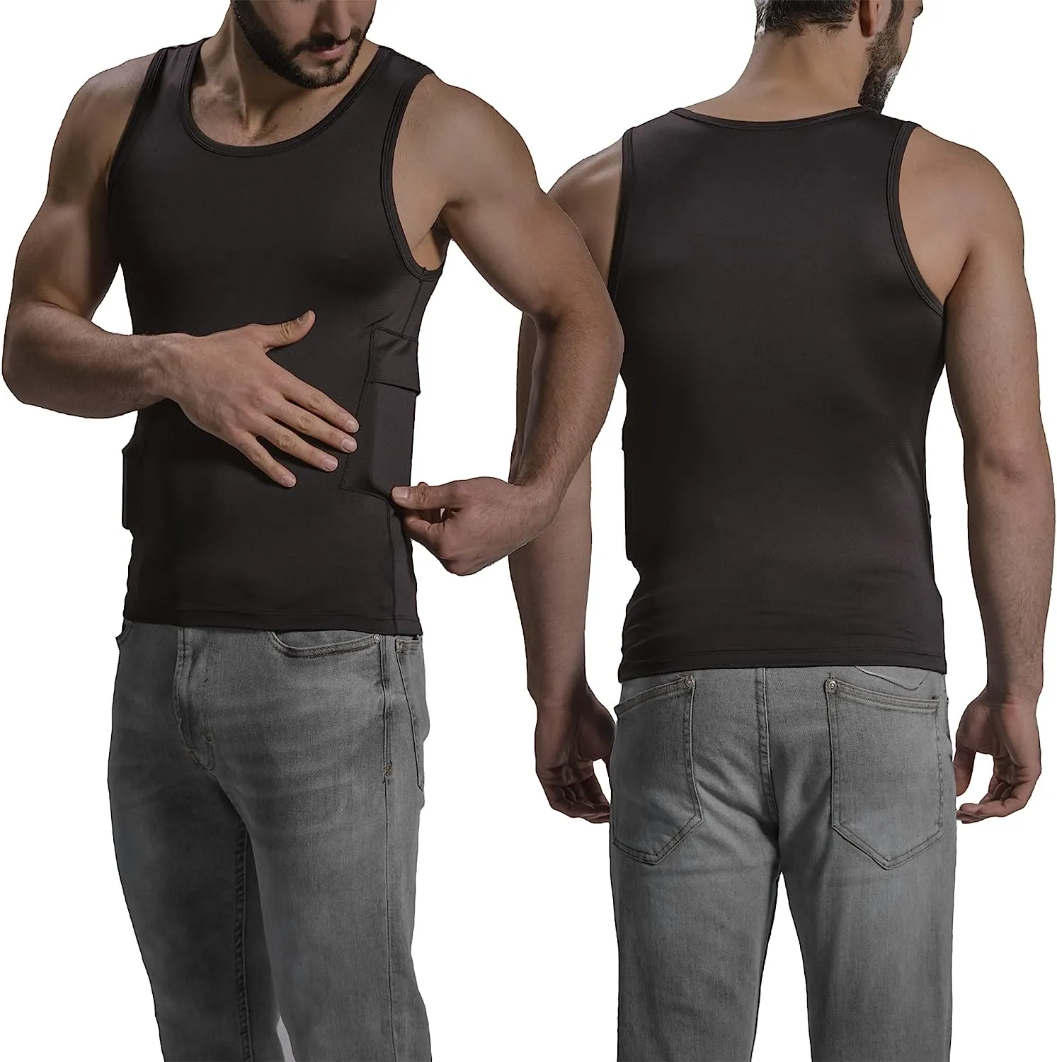 RevelWear Scoop Neck Tank Top for Men with Insulin Pump Holder