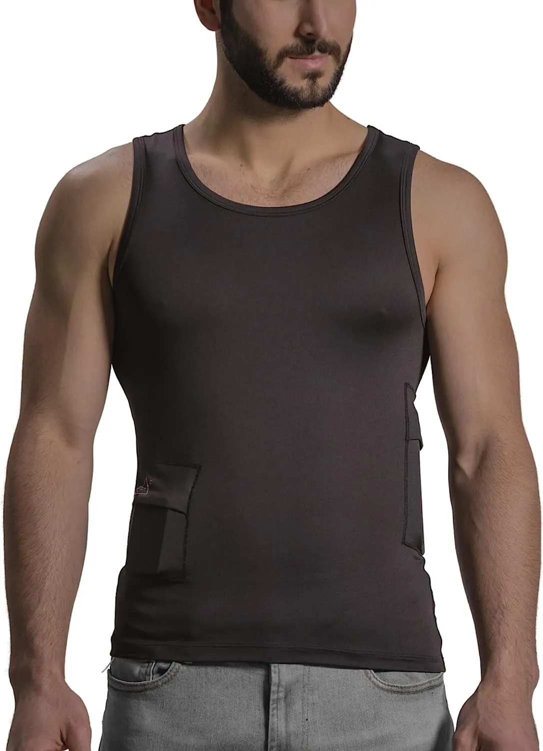 RevelWear Scoop Neck Tank Top for Men with Insulin Pump Holder