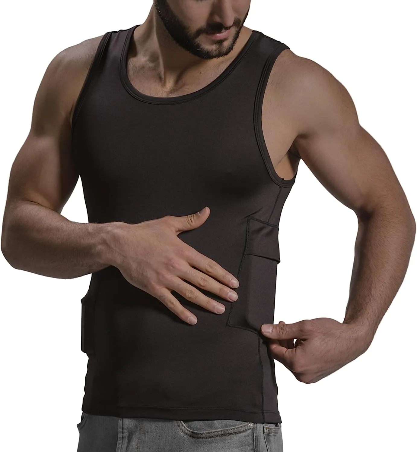 RevelWear Scoop Neck Tank Top for Men with Insulin Pump Holder