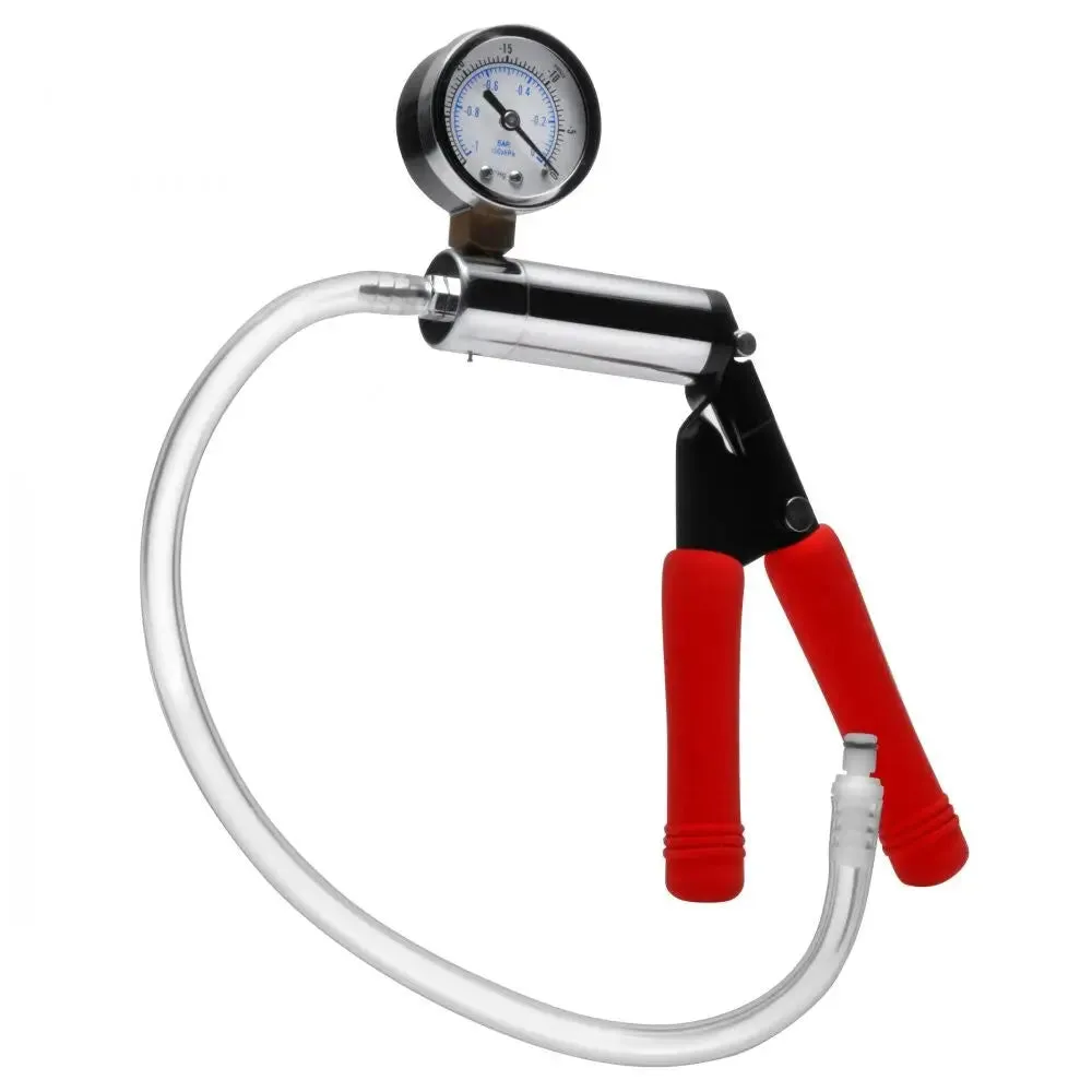 Size Matters Deluxe Steel Hand Pump with Pressure Gauge