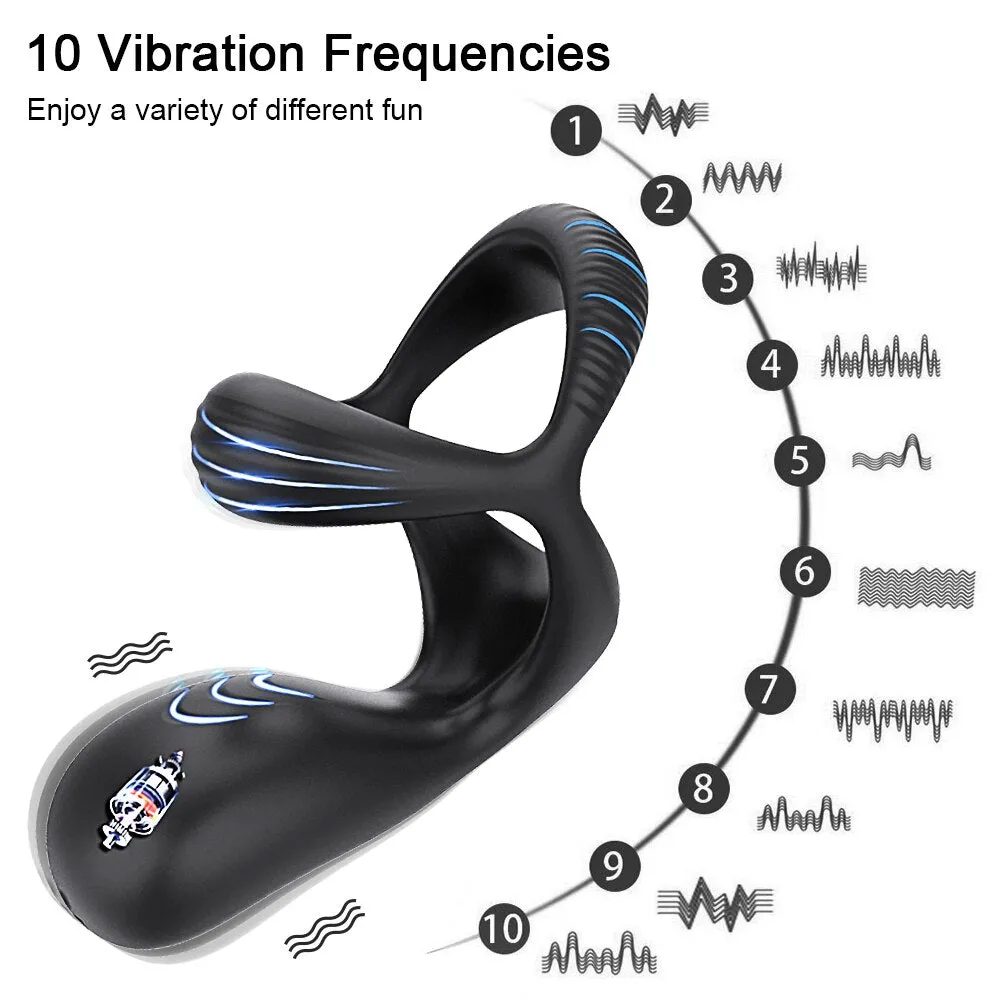 Vibrating Prostate Massager with Cock Rings Vibrator Penis Delay Ejaculation Cockring for Male