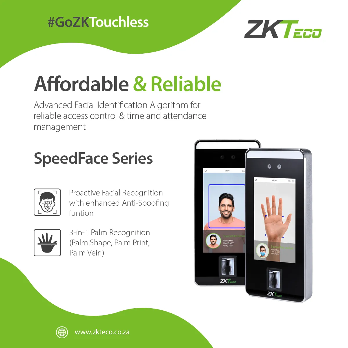 ZKTECO SPEEDFACE MINI MULTI BIOMETRIC READER